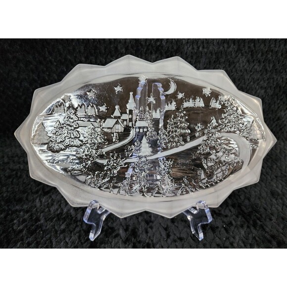Vintage Mikasa Silent Night Crystal Tray - Small - Early 2000s - Frosted Edge - Picture 3 of 10
